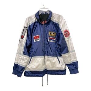 VTG 90s Yamaha Honda Racing Corporation (HRC) Bomber Satin Jacket Lg. 2 sided.